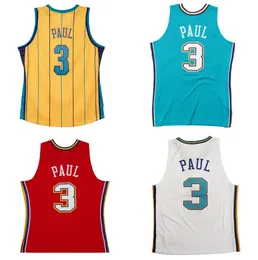 Dikişli Basketbol Forması #3 Chris Paul 2005-06 10-11 Mesh Hardwoods Classics Retro Formalar Erkek Kadın Gençlik Kırmızı Mavi