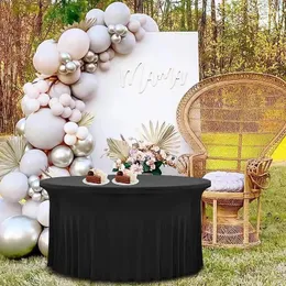 طاولة تنورة بيضاء قطعة قماش مرنة المائدة زفاف حفل زفاف تغطية أدوات المائدة لعيد ميلاد ديكور المنزل