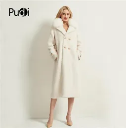 Pudi Women Xlong Real Sheep Fur Coatジャケット