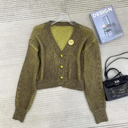 Women's Knits Fashion Mmsix Cardigan 2024 Autumn Winter Striped V-neck Design Female Sweaters High Quality Knitted Warm Sweater Coats