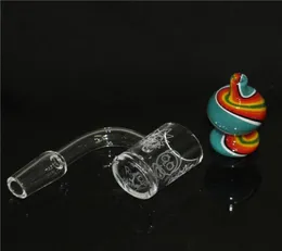 Il più recente banger al quarzo smerigliato con bordo smussato da 25 mm con tappo in carb colorato 14mm Maschio Femmina Domeless Nail 2mm banger per dab rig bong1387964