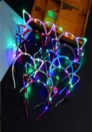 LED Leuchtende Katze Tierohren Stirnband Frauen Mädchen Blinkende Kopfbedeckung Haarschmuck Konzert Glow Party Supplies Halloween Weihnachten Gi3068056