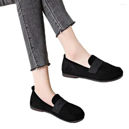 Casual Shoes Loveontop Women Penny Loafers Flock Dams Flat Non-Slip Driving Soft Comfort Color Coffee Brown Brown