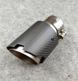 For Universal Carbon Fibre Car Exhaust Pipe Muffler Tip Matte Black Twill Silver Coated Stainless Steel 1PCS5863977