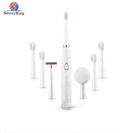 Whitening Multifunctional Oral Skin Care Kit Tooth Care Face Cleaning Lifting Device Sonic Electric Toothbrush Travel Set with 7 Heads
