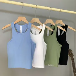 Yoga Lu Vest Designer Mulheres Slim Fit Fit High Elasticity Solid Vintage Sport T-shirt Sexy Tank Top Top Fitness Athletic Ladies Sports Sports Running Yoga Tops com