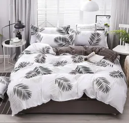 4 pçs conjunto de cama algodão super king capa edredão conjunto moda folha cinza poliéster capa edredão king size luxo sets1671491