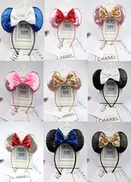 European and AmericanFull sequined Mouse Headband Sequined Bow Hair Accessories Children Ears Hair Card High Quality Whole FJ74812059