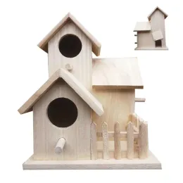 Gniazda Birdhouse na zewnątrz drewniany klatkę ptaka gniazdo gniazda gniazda w stylu wiejskim dzieciakiem dzieci malowanie naturalnego dekoracji dla ptaków