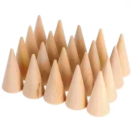 Jewelry Pouches Wood Cone Finger Display Stand Stands Craft Wooden Cones Geometric Shapes Showcase