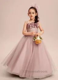 Girl Dresses Princess Tutu Pink Damemaid Dress Prom Birthday Fare Flow Flower Elegant