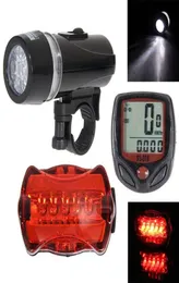 Tochas Bicicleta Luz Conjunto À Prova D 'Água 5 LED Lâmpada Bicicleta Frente Farol Traseiro Segurança Lanterna Lanterna Taillights1400424