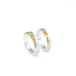 Cluster Rings Trendy 925 Silver Ring For Men Women Jewelry Golden Mountain Pattern Couple Lover Anniversary Accessories