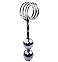 Male Metal Ball Cockrings Heavy Hanger Stretcher Extender Cock Pendant Enlargers Enlargement Penis Delay Ring Sex Toys for Men A008150717