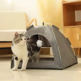 Winter Pet Cat Tent Bed سرير دافئ الوسائد الأثاث أريكة سلة سلة البطلينوس القطط القطط القطط منزل الإكسسوارات 240226