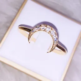 Cluster Rings HOYON 14K Gold Color Diamond Style Ring Jewelry For Women Moon Anillos De Bizuteria Wedding Gemstone Whit Box
