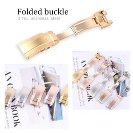 16mm New Silver Gold Rosegold Deployment Clasp for Silicone Rubber Watch Straps Fold Buckle for Submarine Watch Tools233P