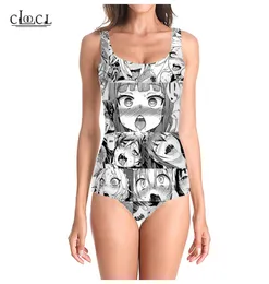 Cloocl Anime Ahegao Blushing Girl Swimsuits 3Dプリント女性セクシーな水着ファッションサマービーチワンピースswimw5216062