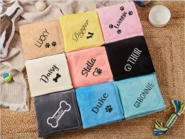 Towels Personalized Dog Blanket Custom Blanket for Dog Embroidery Dog Name Blanket Pet Blanket Paw Print Blanket Puppy Blanket Dog Gift