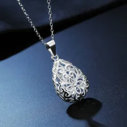 45 cm charms fin ihålig dropphänge 14k vitt guld halsband för kvinnor smycken lyx modedesigner fest bröllop gåva