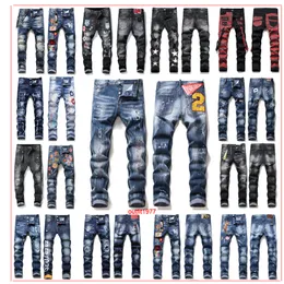 Herrkläder män jeans design för män stapla jeans för mens skinnny denim jean designer jeans orolig rippad cyklist smal fit motorcykel denim för män