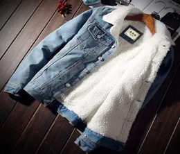 Kürklü erkeklerle bombacı ceket siyah yüksek kaliteli moda kot pantolon polar kış jeansjacke herren erkekler mavi büyük boy4180151