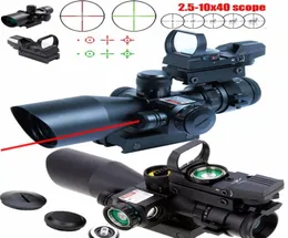 Novo escopo de rifle tático 2510X40 wRed Laser holográfico verde Red Dot Sight4561298