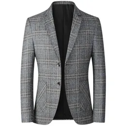 Frühling Herbst Männer Plaid Blazer Jacke Mode Business Casual Anzüge Mäntel Hohe Qualität Männlich Hübscher Schlank 4XL 240223