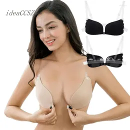 Bras rygglös osynlig Bra e f Sexig push up underkläder med transparenta remmar som är lim för bröllopsklänning BRALETTE DROP