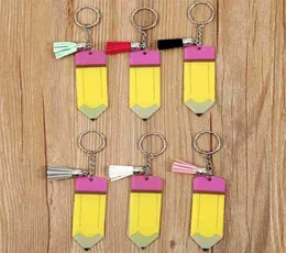 Personalized Blank Letters Tassel Key Ring Teacher039s Day Gifts Pencil Key Chain Acrylic Student Children039s Keychains Fav2906241