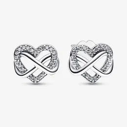 Orecchini a bottone con cuore infinito scintillante per orecchini d'amore in argento sterling 925 di Pandoras Alta qualità con cofanetto originale Regalo di lusso per ragazze da donna