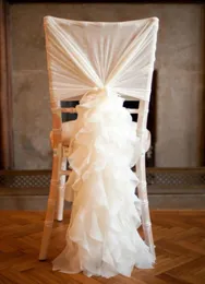 2015 Romantik Fildişi Organze Ruffles Sandalye Kanatlar Düğün Süslemeleri Güzel Sandalye Dekorasyonları7599641