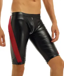 Sexy moda masculina zíper virilha malha transparente emenda magro ajuste apertado jockstraps boxer shorts festa à noite clubwear trajes8985679