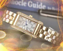 Moda feminina diamantes anel relógios movimento de quartzo prata ouro vestido relógio senhora tanque quadrado mostrador romano forma de comprimento fino todo o crime relógio de pulso montre de luxe