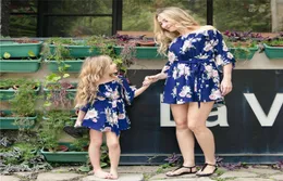 Summer Mother Daughter Family Matching Outfits One Shoulder Printed Ruffle Dress Party Wedding Mommy and Me Clothes8842799