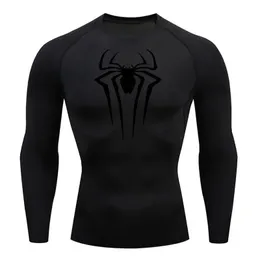 Örümcek Baskı Sıkıştırma Gömlek Erkekler İçin Spor Salonu Egzersiz Fitness Faniller Kısa Kollu Hızlı Kuru Atletik T-Shirt Üstler Sports Giyim 240219