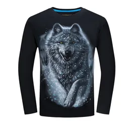 2018 En Ucuz Moda Erkekler Tshirt Uzun Kollu Tasarım 3d Komik T Shirt Homme Wolf Baskılı Sıradan Top Artı Boyut 6XL Bütün C3437319