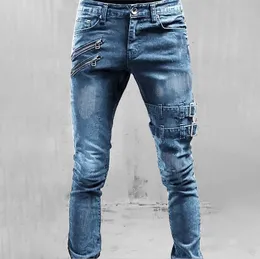 MenS Trousers Mid-Rise Slim Fit Ripped Jeans Casual Straight Leg Trousers For Man1fashionable sale Clothes 240226