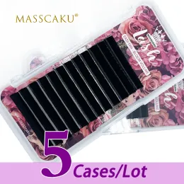 속눈썹 5Case/로트 빠른 선 12ROWS C/D CURL RACK Automatic Blooming Flower Easy Fanning 속눈썹 메가 러시아 볼 속눈썹 메이크업 섬실