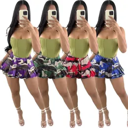 2024 Designer Vestidos Camo Mini Saia Plissada Verão Mulheres Cintura Alta Bolso Camuflagem Saia Casual Streetwear Y2K A-Line Saias Bulk Items Atacado Roupas