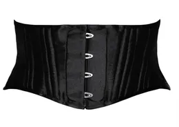 24 Double Flat Boned Short Torso Steel Boned Waist Trainer Body Shaper Satin Underbust Corset Women Slimming Belt Black White XS33891883