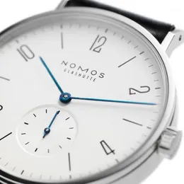 Armbanduhren Ganze Damenuhren Marke NOMOS Männer und minimalistisches Design Lederarmband Mode Einfacher Quarz Wasserdicht WA318M