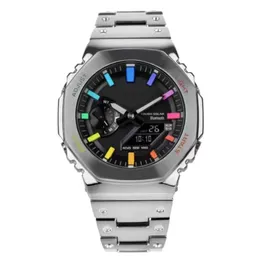 28% zniżki Zegarek Watch Pełna LED LED Dual Display Mężczyźni Kobiety swobodny sport elektroniczny analogowy cyfrowy cyfrowy Wodoodporny stalowa stalowa stalowa Clock 210