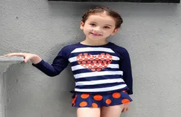 Criança maiô crianças roupa de banho para meninas mangas compridas bonito terno de natação crianças maiô de duas peças biquíni beachwear6390608