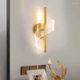 Lâmpadas de parede Nordic LED Sconce Lâmpada Iluminação Interior para Casa Cabeceira Sala de Estar Corredor Escadas Decoração Moderna Luz Acrílica