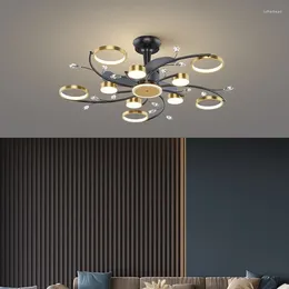 Light Luxury Starry Living Lamp Lights Smart Dining Room Bedroom Ceiling Fan Chandelier Integrated