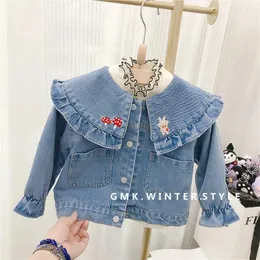 Jackets Spring Autumn Toddler Girl Jacket Cartoon Turn Down Collar Stretch Cuff Baby Coat Solid Loose Casual Young Kid Outwear