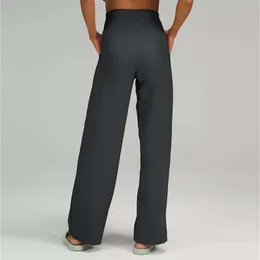 lu 정렬 레깅스와 복장 Lu Women 's Horn Wide Leg Yoga High Waist Drawstring Fitness Sports Pants Jogger Gry Lu-08 2024