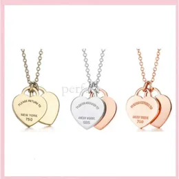 Designer Fashion Classic 925 Sterling Silver Necklace Double Heart Pendant Tiffancy Necklace For Lover Man Women Party Wedding Jewelry High Quality Tiffanyco 443