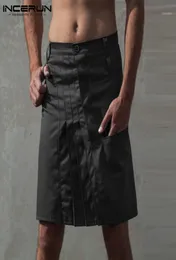 Saias masculinas vintage calças casuais kilt botão moda estilo punk sólido calças plissadas plus size 5xl1154161